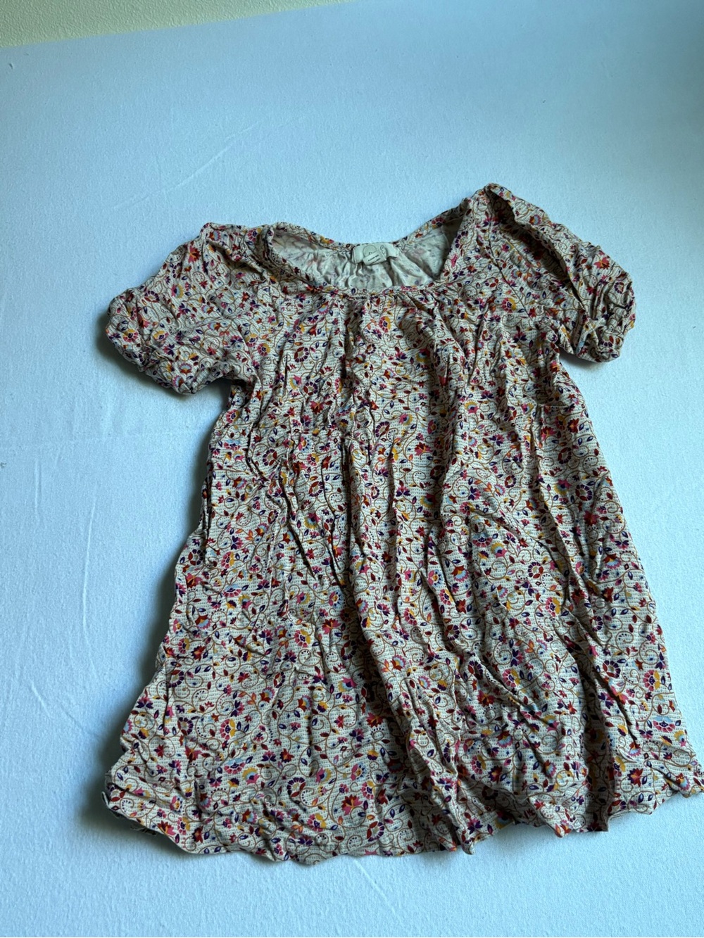 Peek Cream Floral Short Puff Sleeve Top